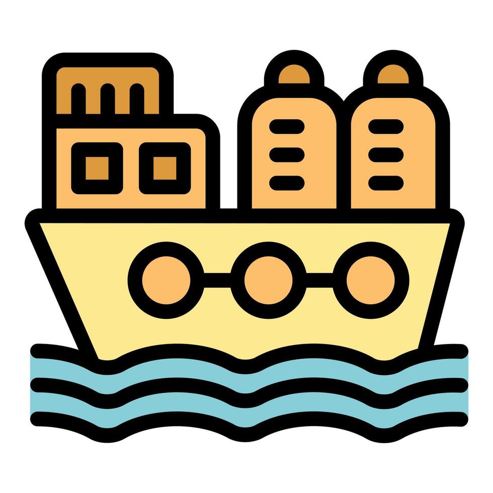 Cargo ship delivering goods across ocean using renewable energy vector