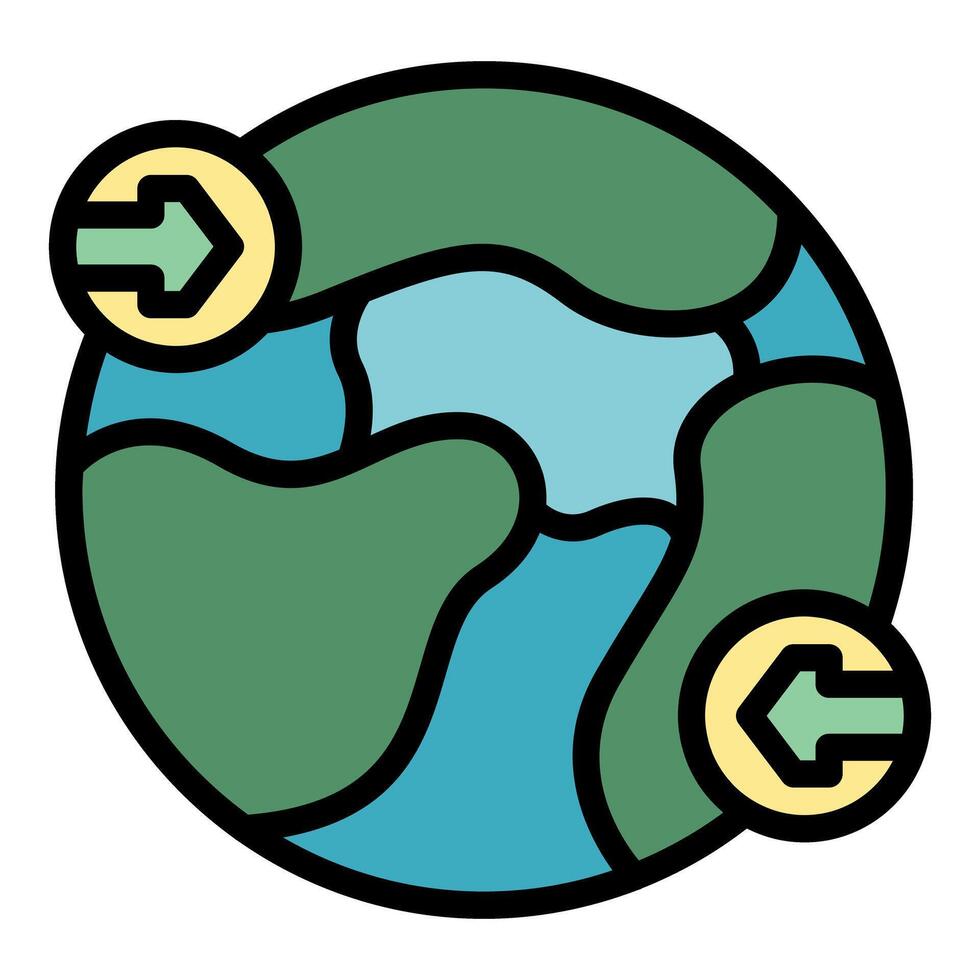 Global data exchange symbolized by arrows pointing at each other around earth vector