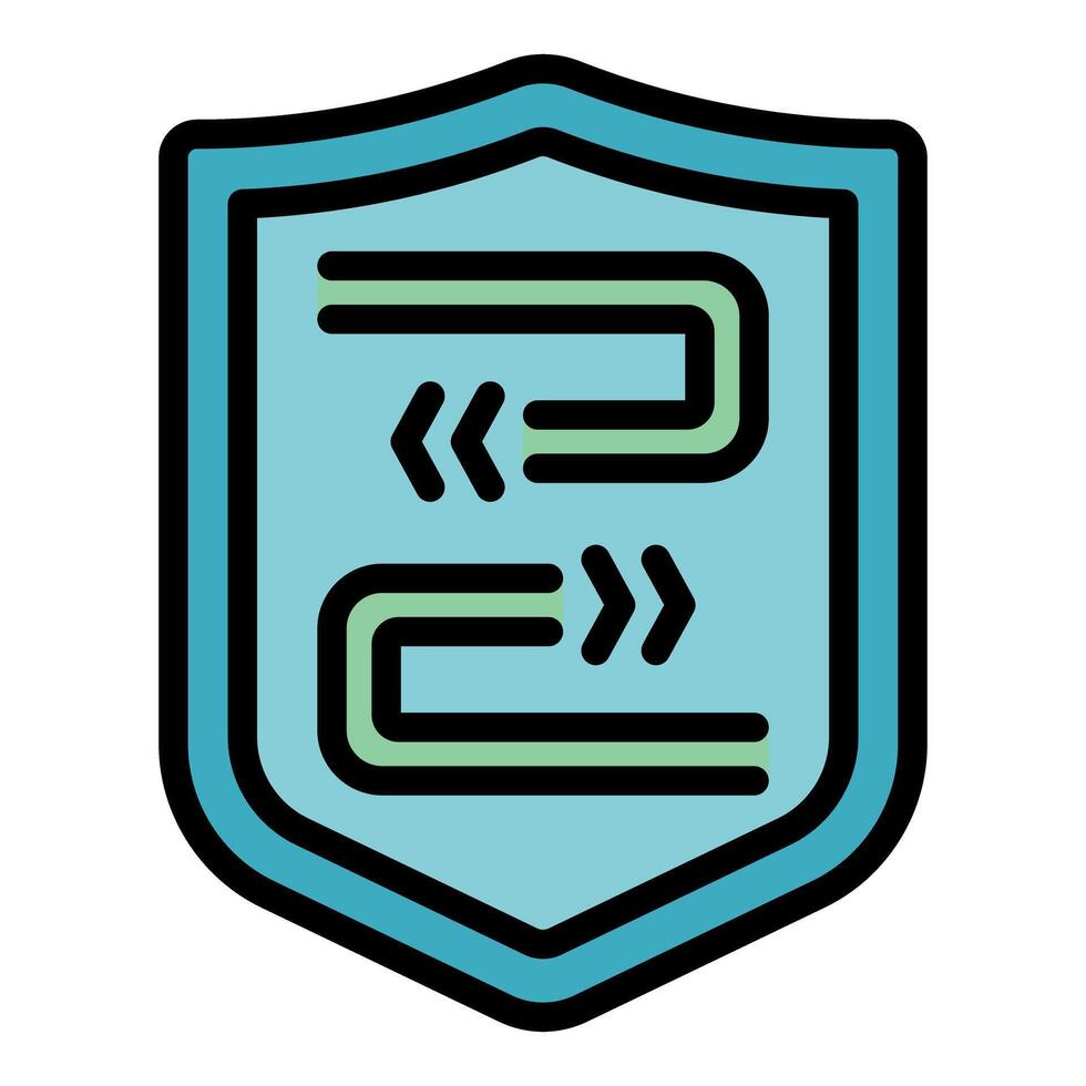 Secure data exchange symbol with shield protecting connections vector