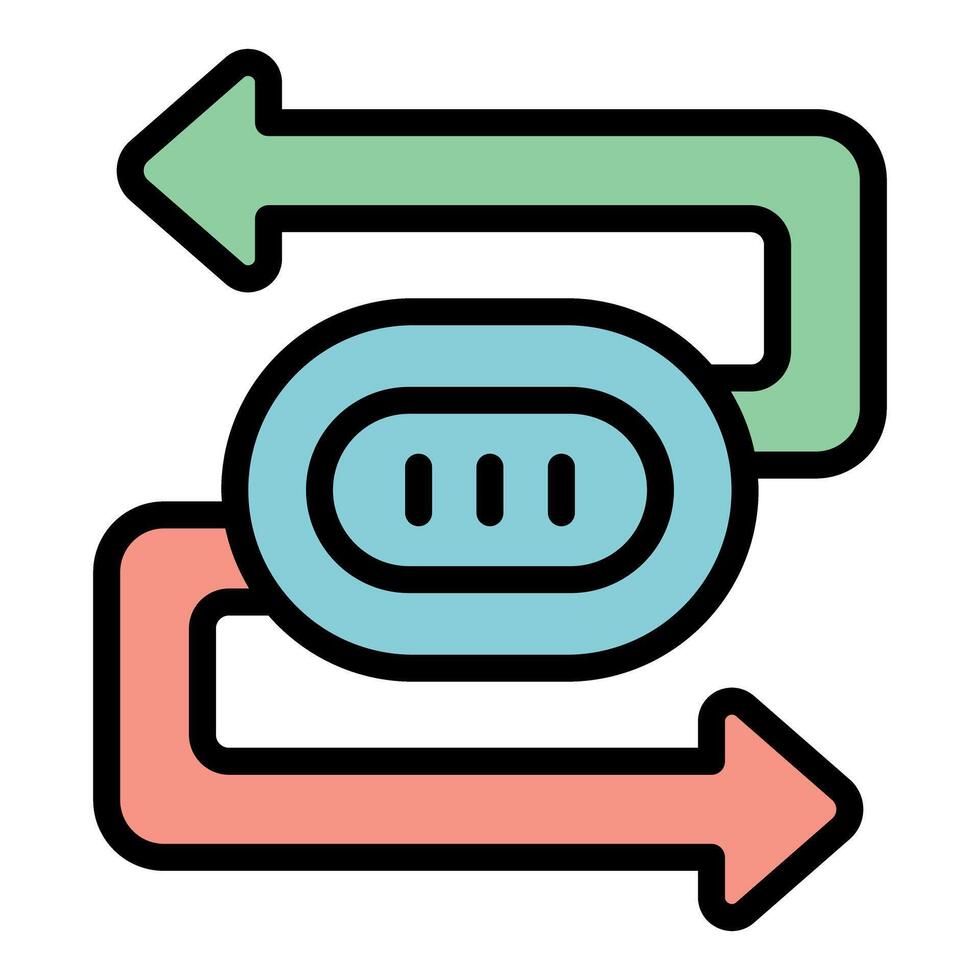 Round button with three lines and two arrows pointing in opposite directions vector