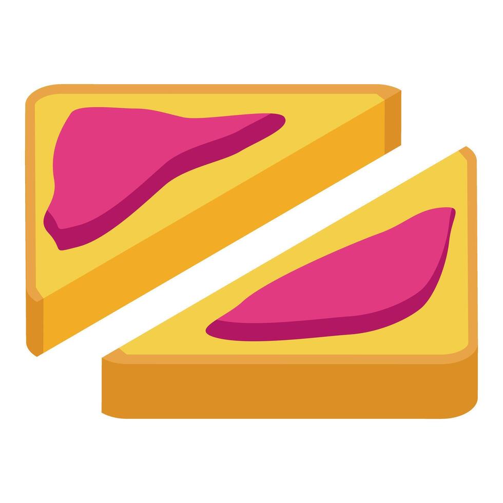Sliced toast bread with jam lying on top of each other vector