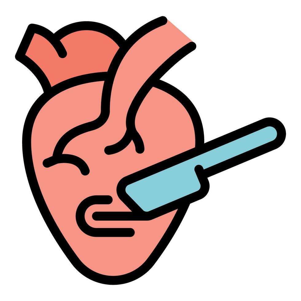 Scalpel cutting human heart open minimalist icon vector