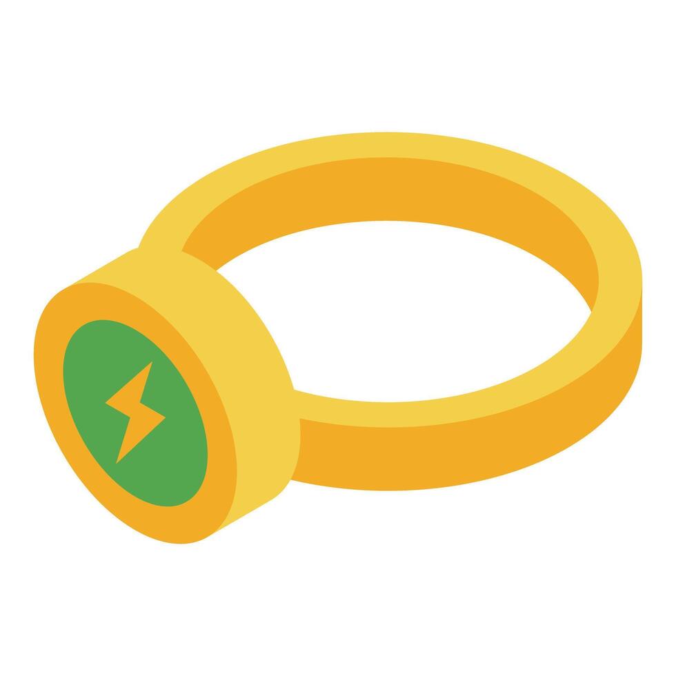 Golden smart ring with lightning symbol for wireless charging vector