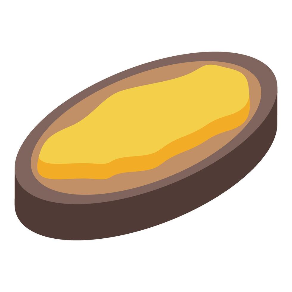 Half of tasty ripe mango fruit with juicy pulp isometric icon vector