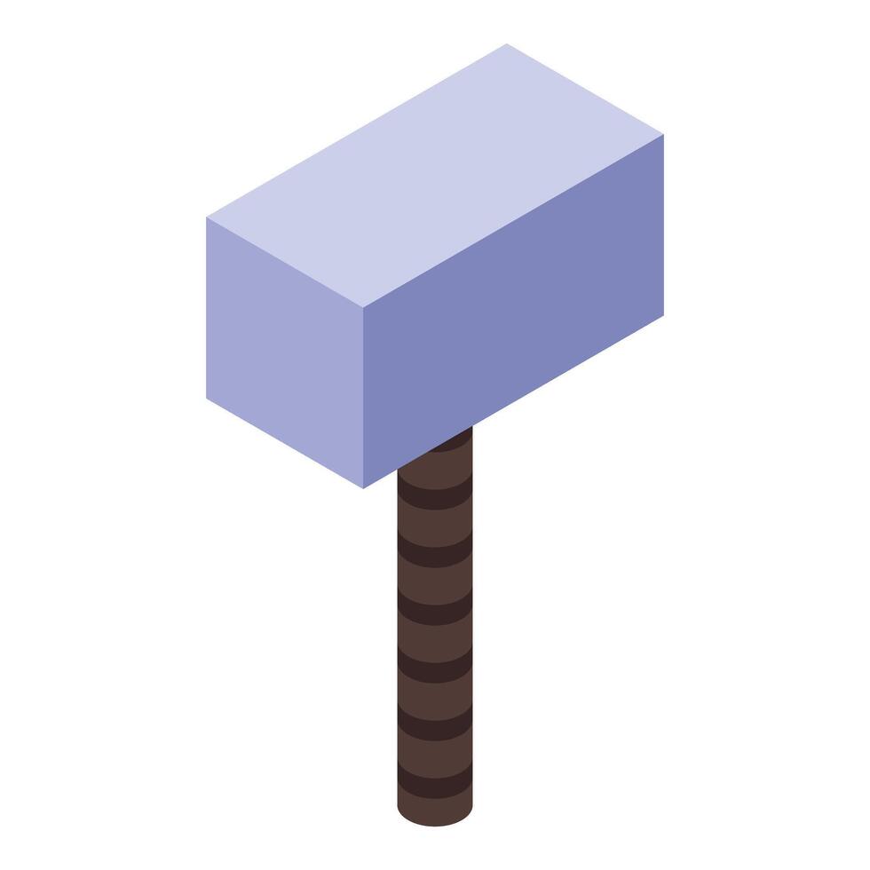Isometric hammer standing with wooden handle vector