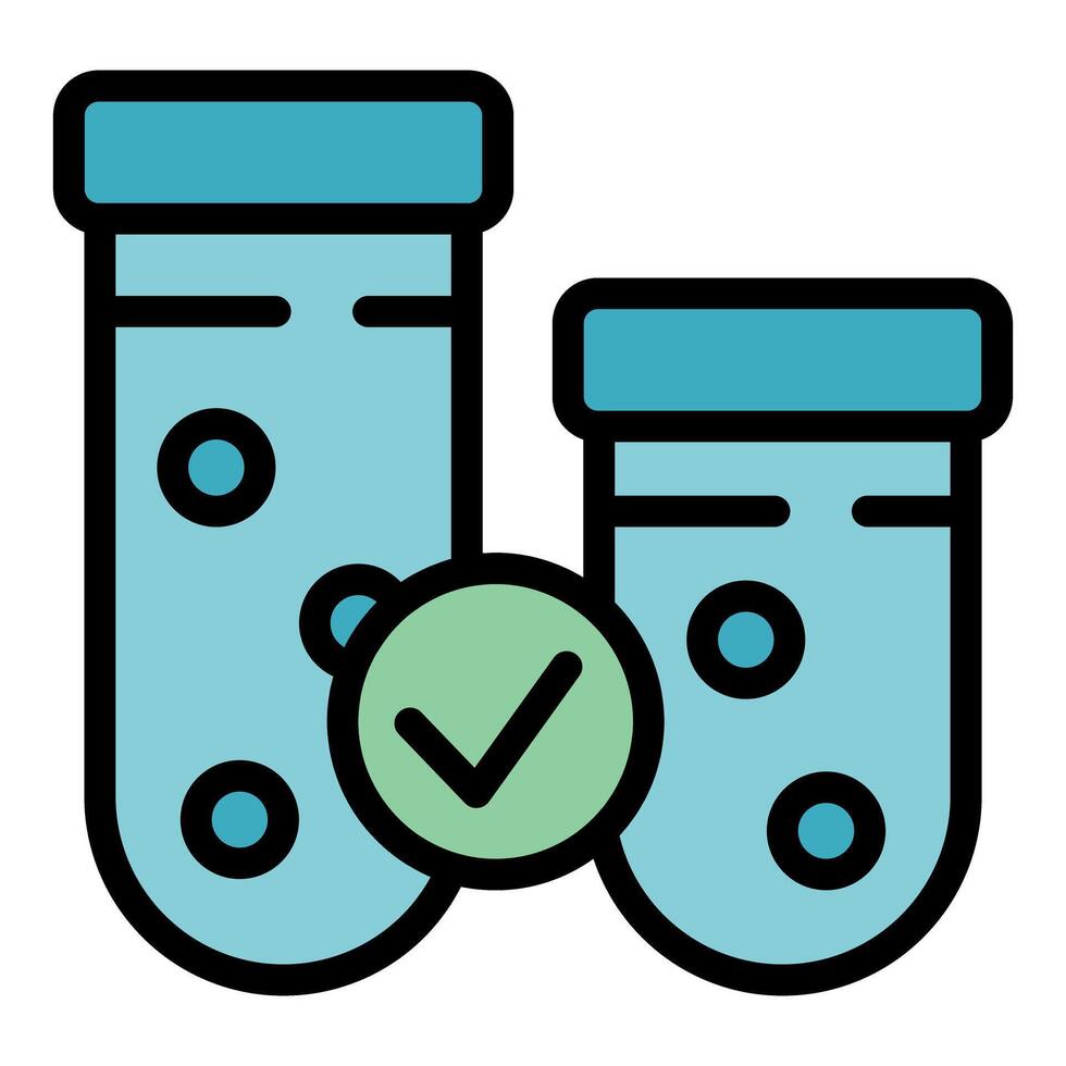 Laboratory test tubes showing positive result icon vector