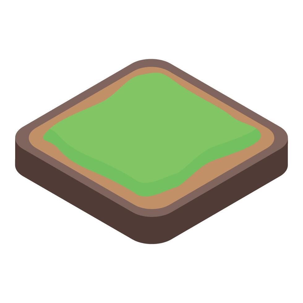 Square toast bread with green avocado spread isometric view vector