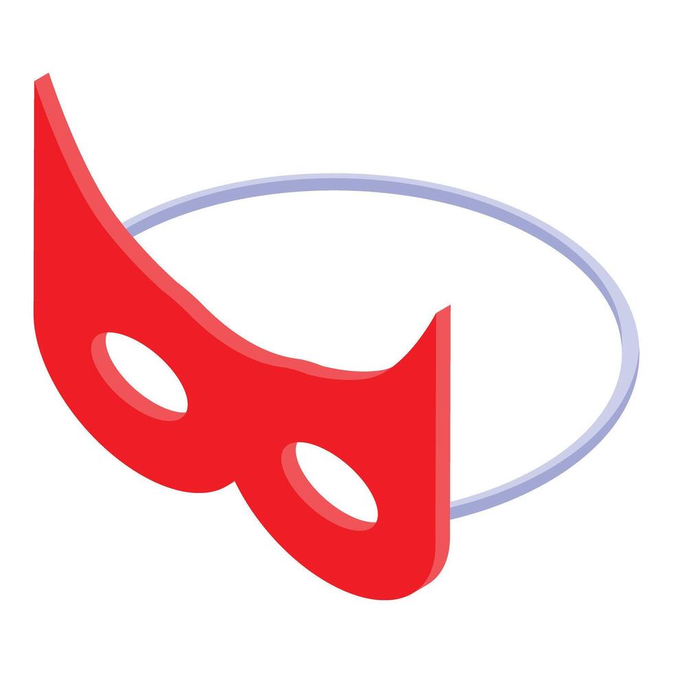 Red carnival mask isometric icon illustrating masquerade party vector