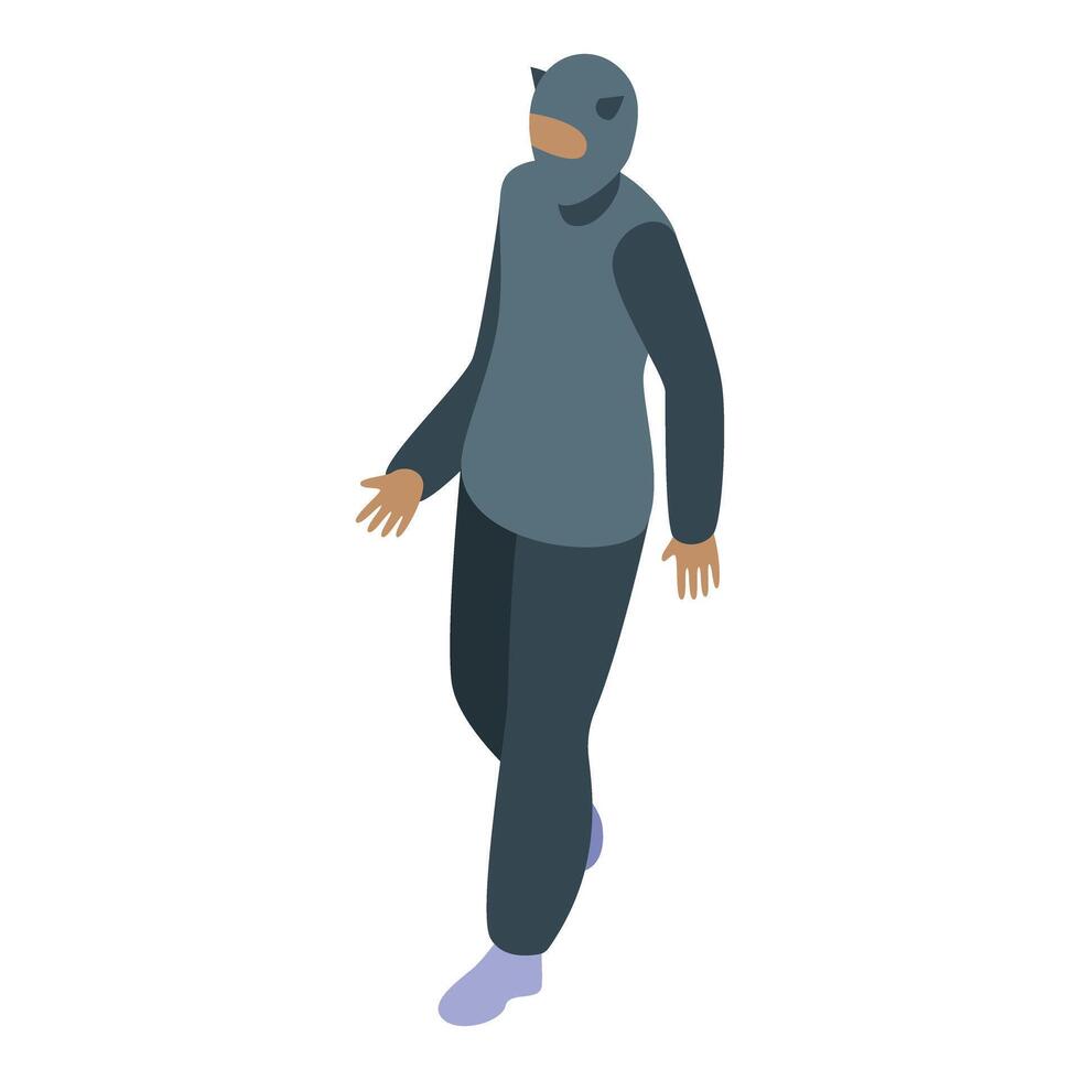Thief wearing balaclava is walking in isometric view vector
