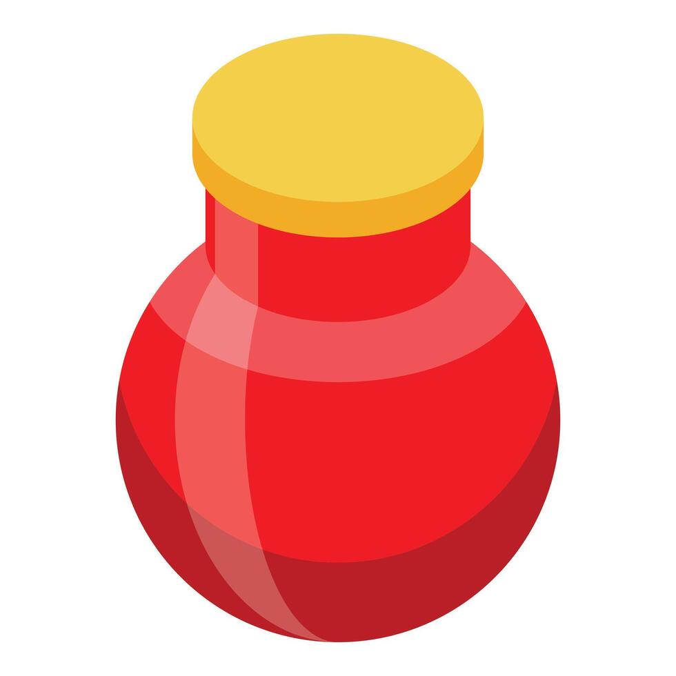 Red jar with yellow cap storing food isometric icon vector