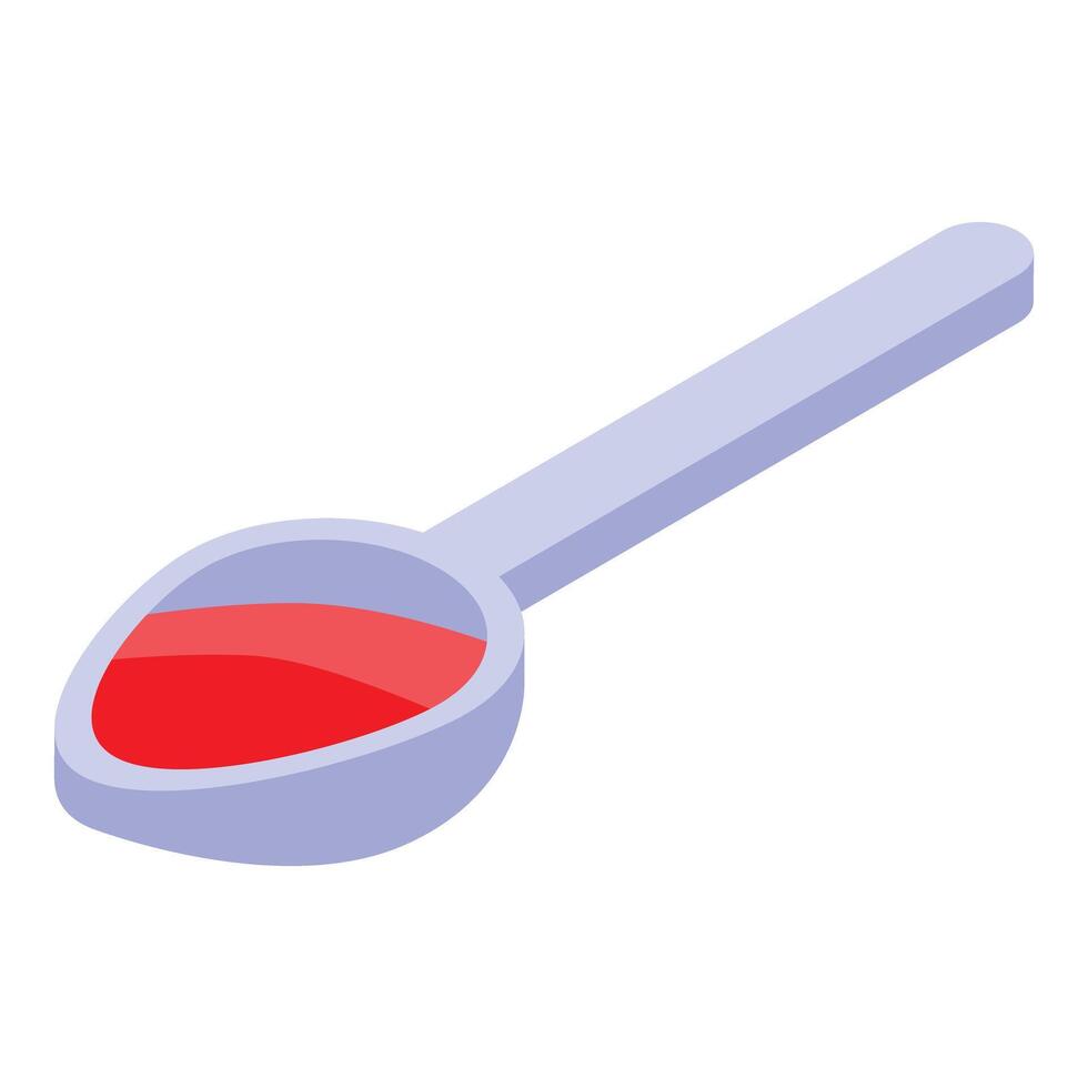 Spoon holding red liquid medicine isometric icon vector