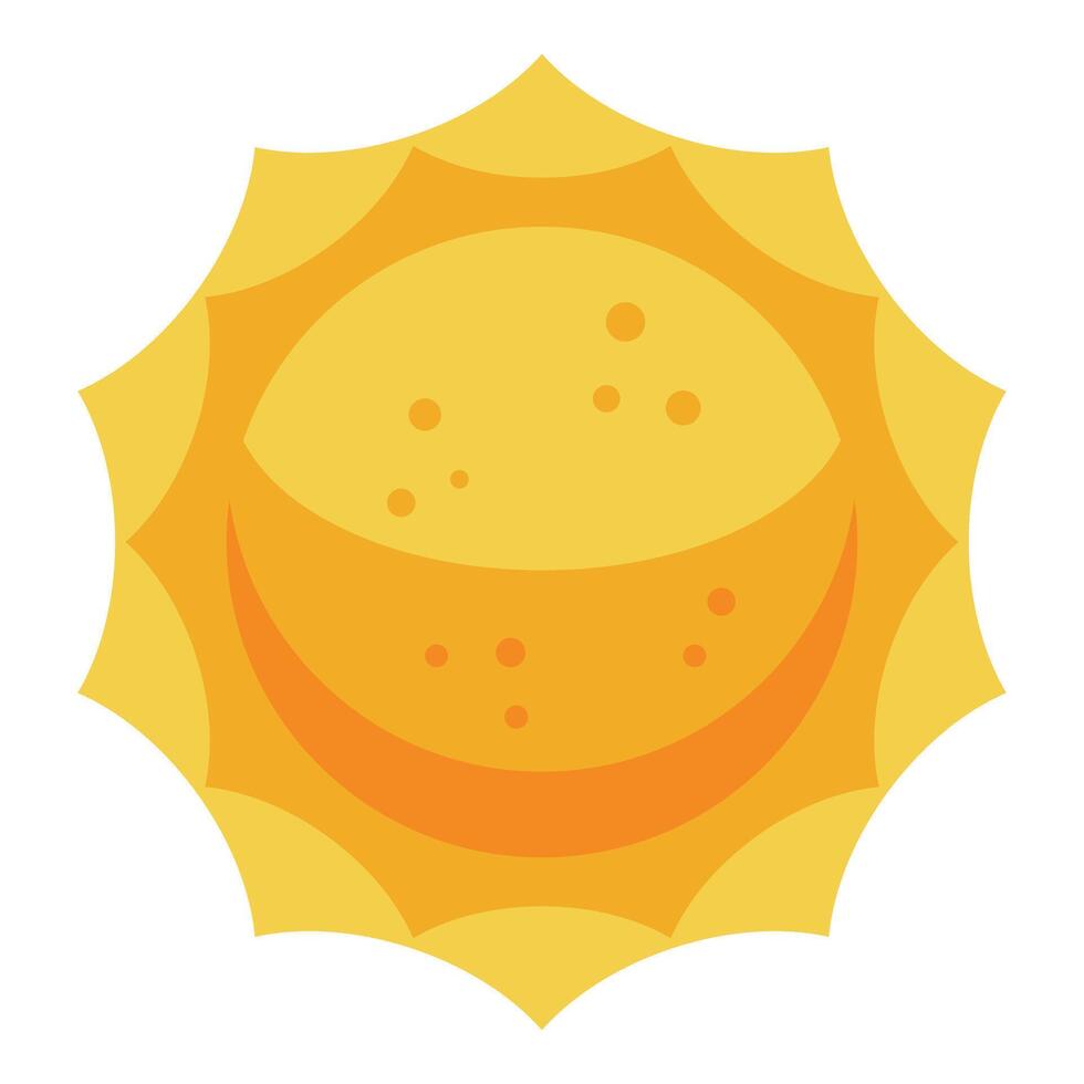 Crescent sun shining with bright yellow light vector