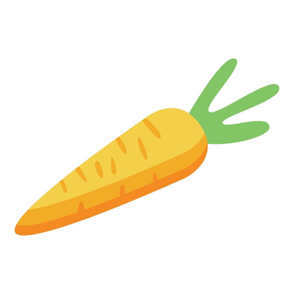 Fresh orange carrot with green top isometric icon vector