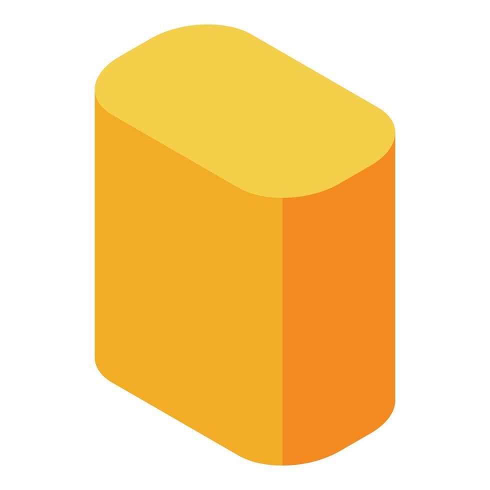 Yellow butter block with rounded edges isometric view vector