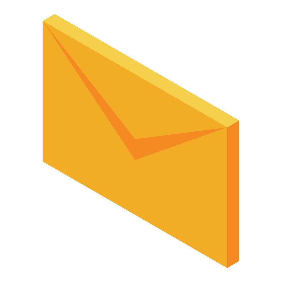 Yellow envelope isometric icon showing sending mail vector