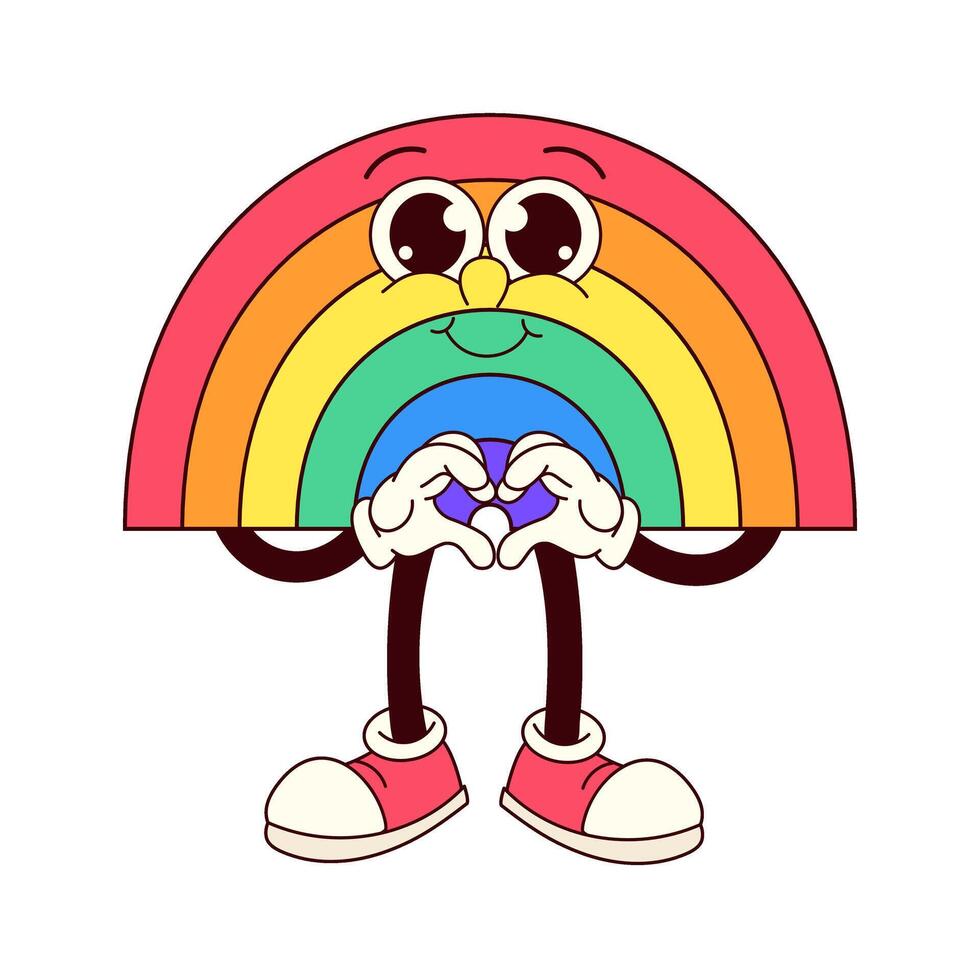 Groovy Rainbow Character A Heartfelt Celebration of LGBTQ Pride vector