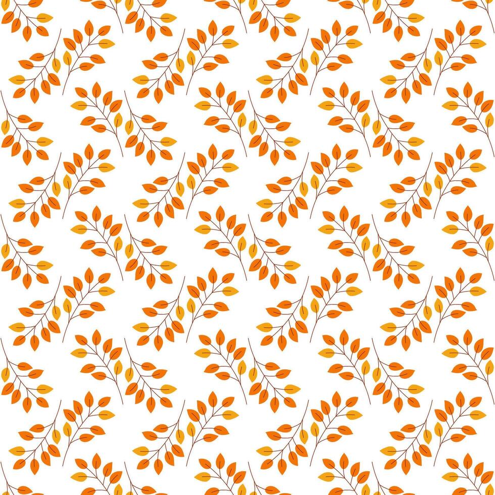 A pattern of orange leaves is spread across a white background. The leaves are arranged in a way that creates a sense of movement and energy. Scene is warm and inviting, evoking the feeling of autumn vector