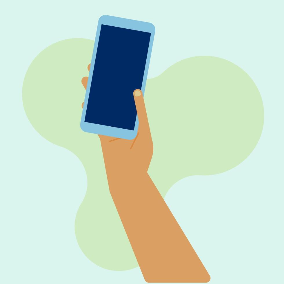 Human hands hold phone with empty blank screen vector