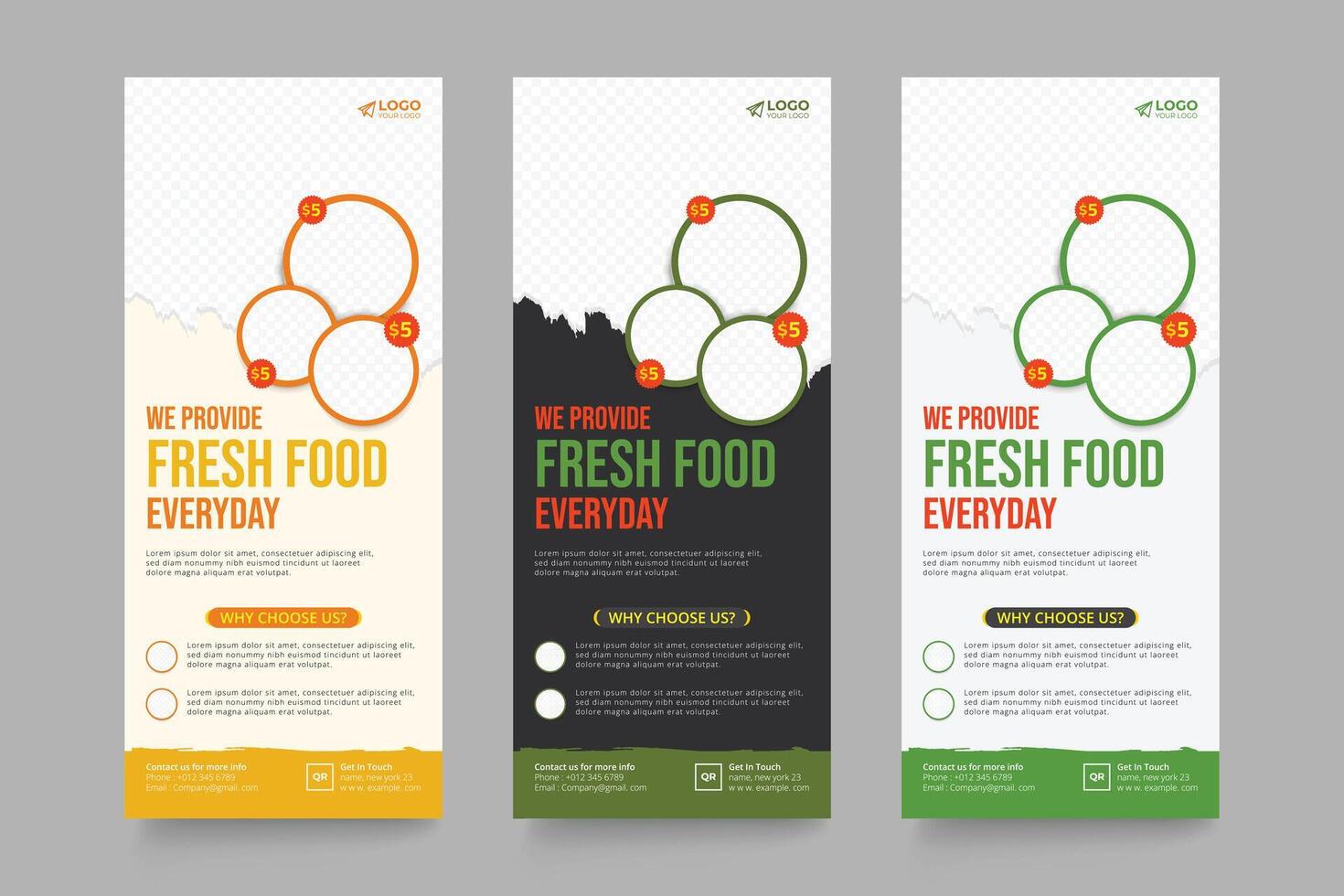 Food and Restaurant Rollup Banner Template, Fast Food Rollup Banner, Food Restaurant template design vector