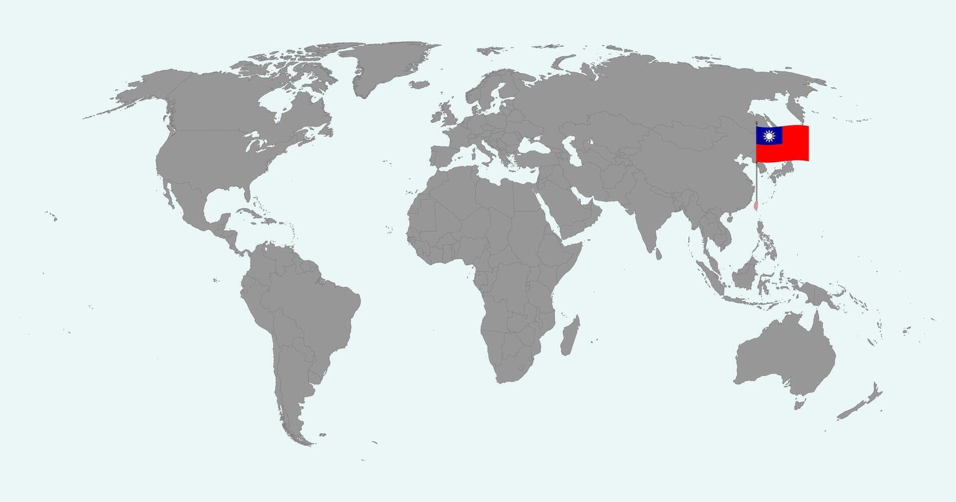 Pin map with Taiwan flag on world map. illustration. vector