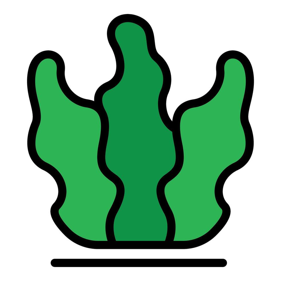 Green seaweed growing from ocean floor icon vector
