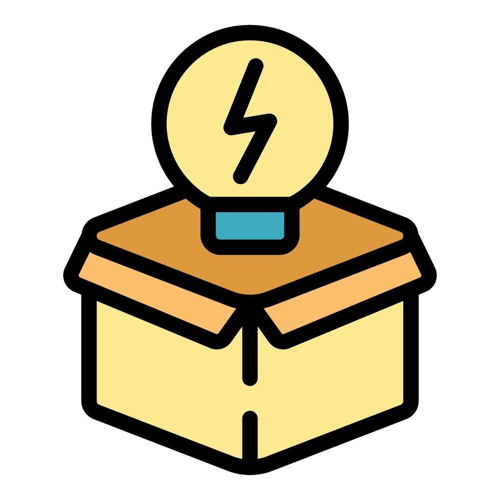 Light bulb sitting on top of a cardboard box delivering innovative idea vector