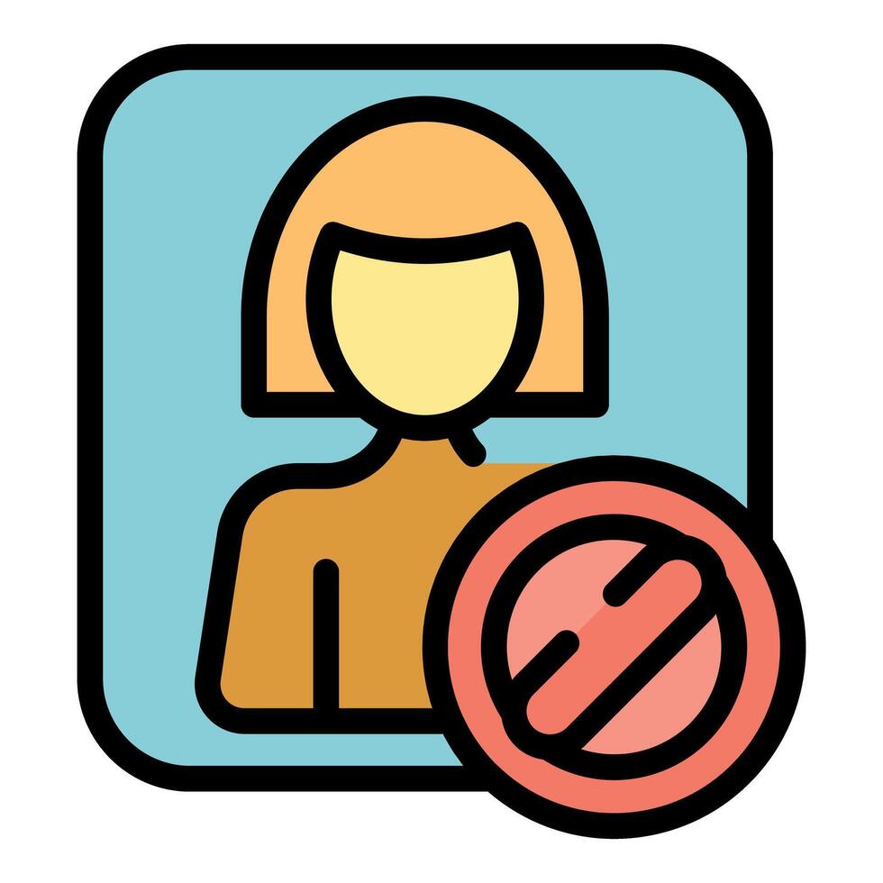 Woman profile picture with stop sign showing account ban vector