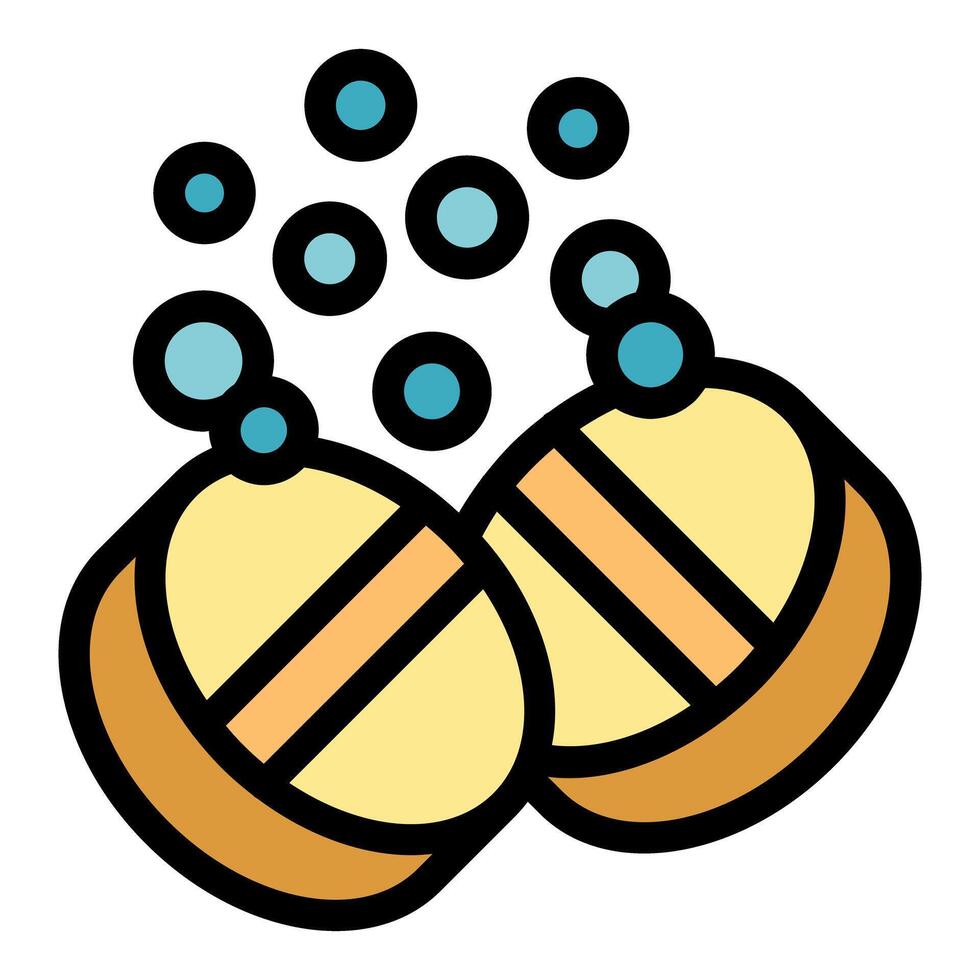Soluble pill dissolving with bubbles effervescent medication vector