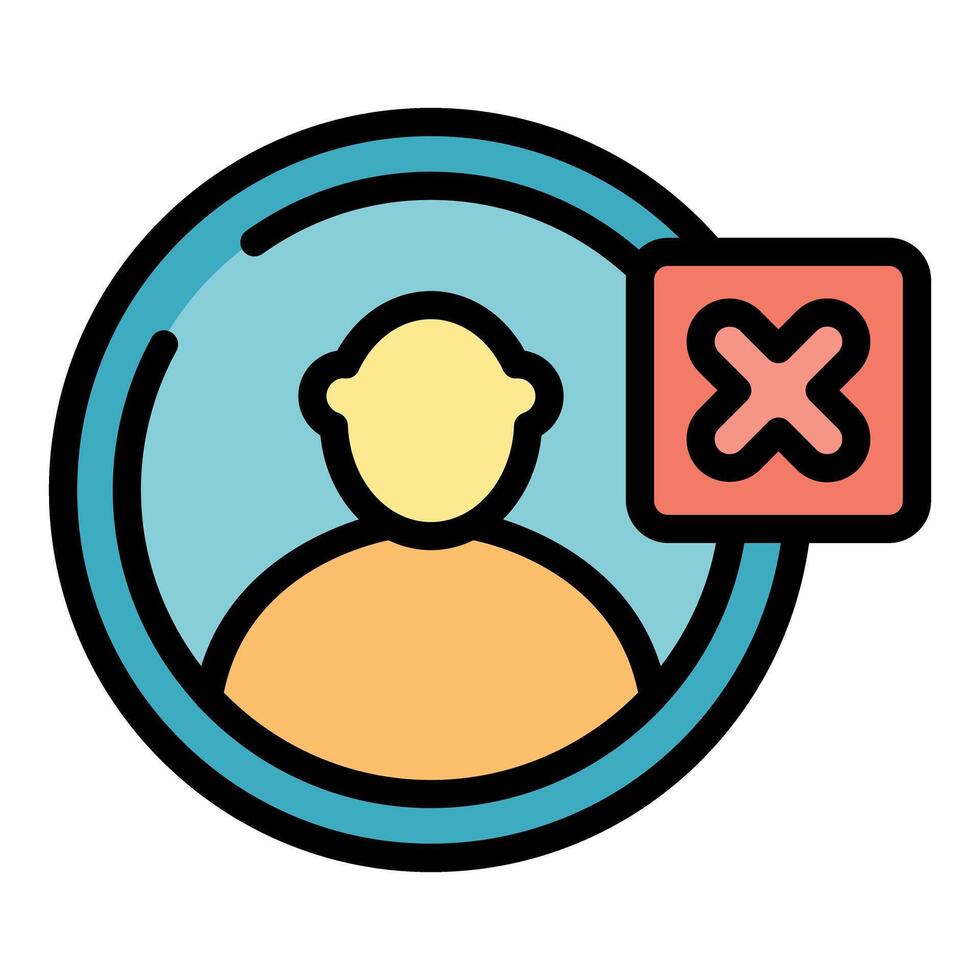 Profile avatar showing user account being deleted with a red cross mark vector