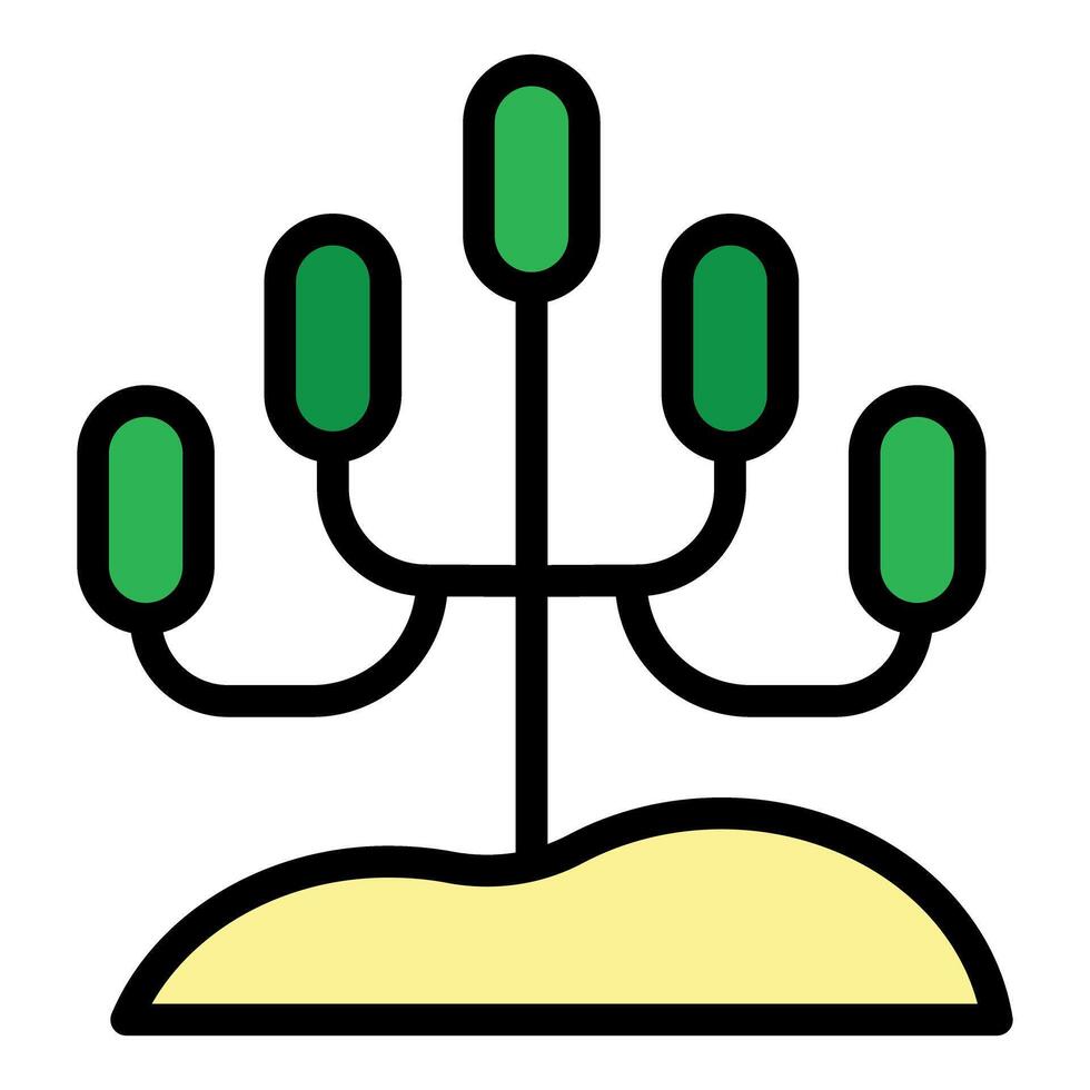 Minimalist icon of a green plant growing from the ground vector