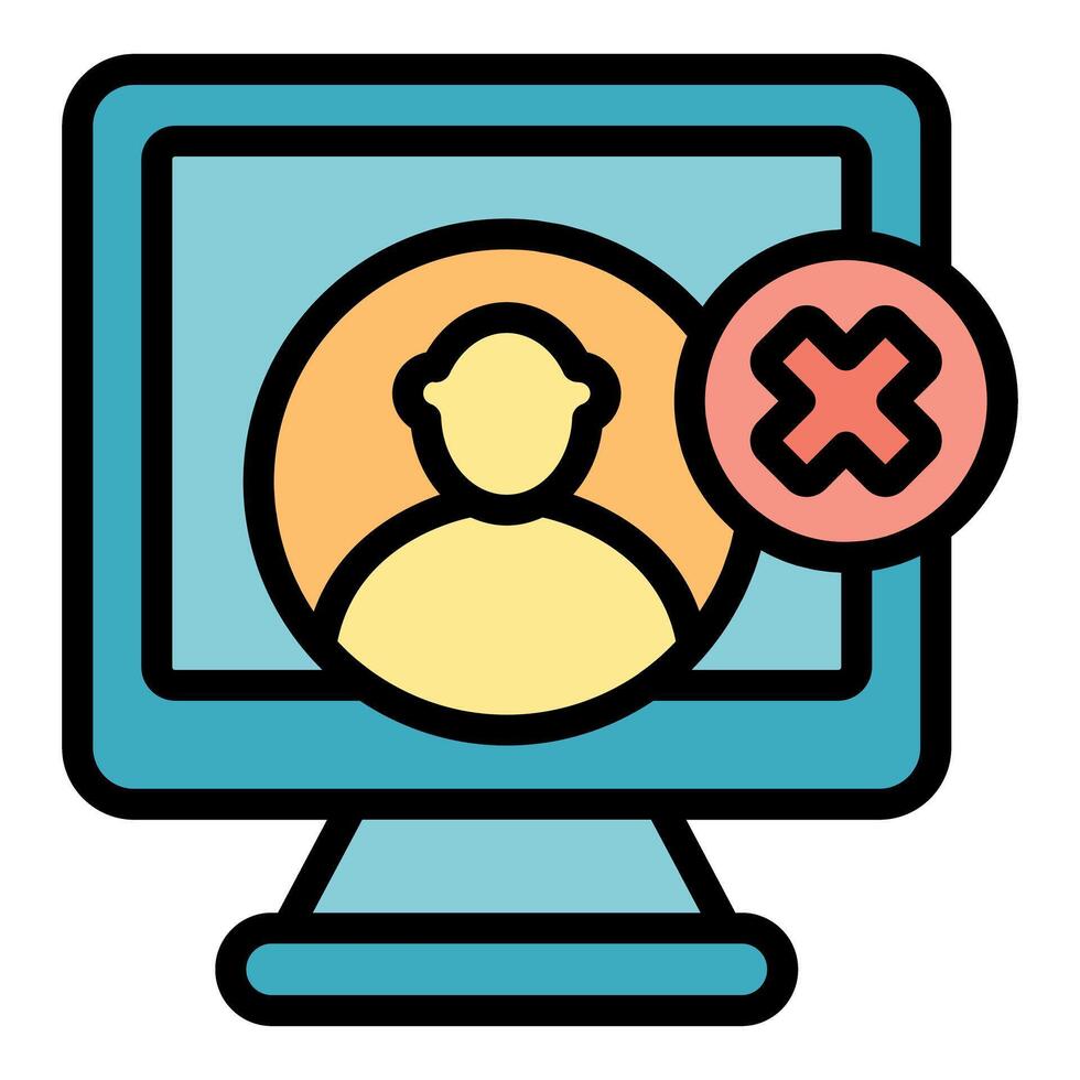 Computer user account deleting, user data privacy, account not found concept icon vector