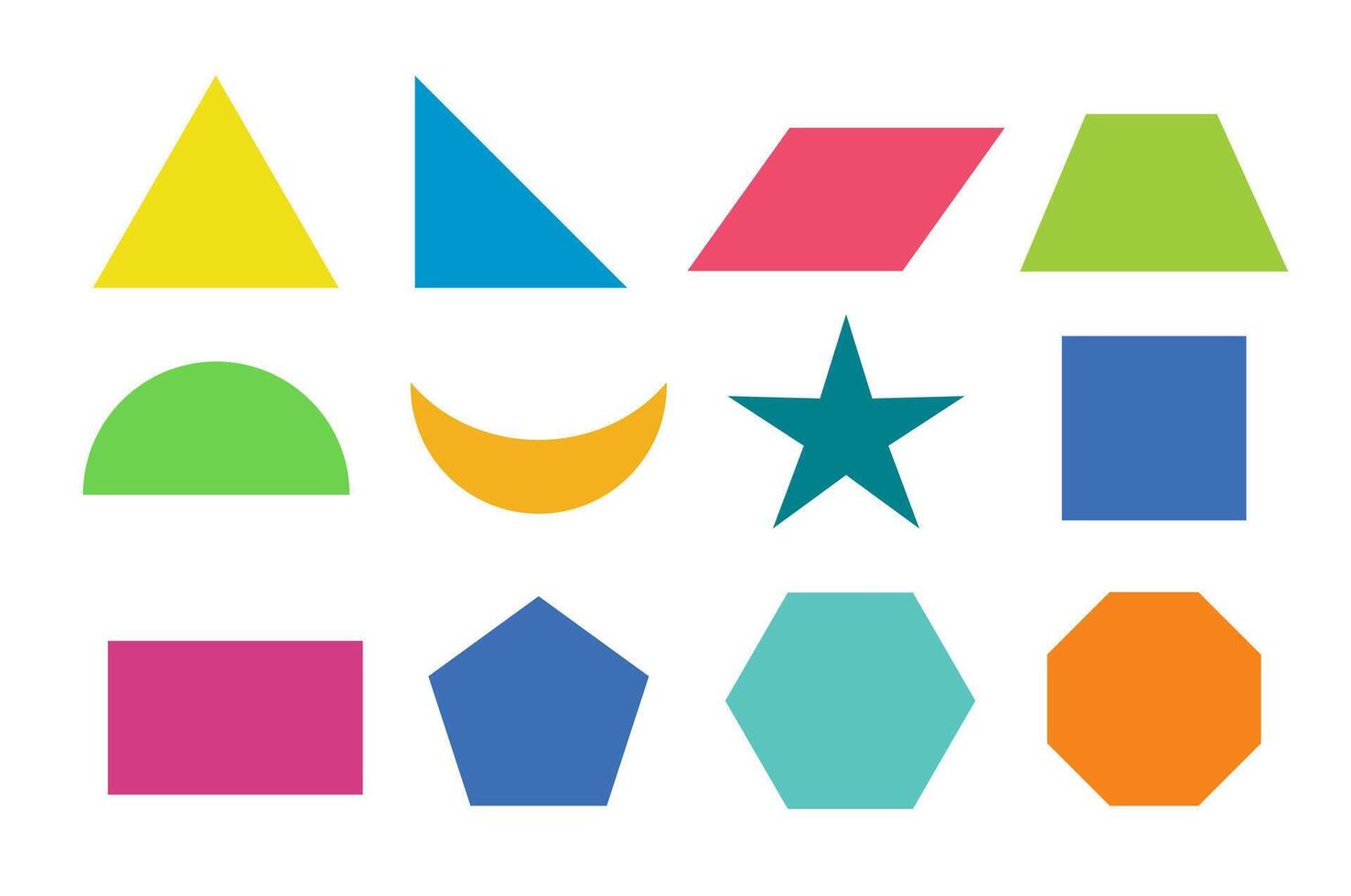 Geometric shapes colorful outline collection diagram element for education and business. vector