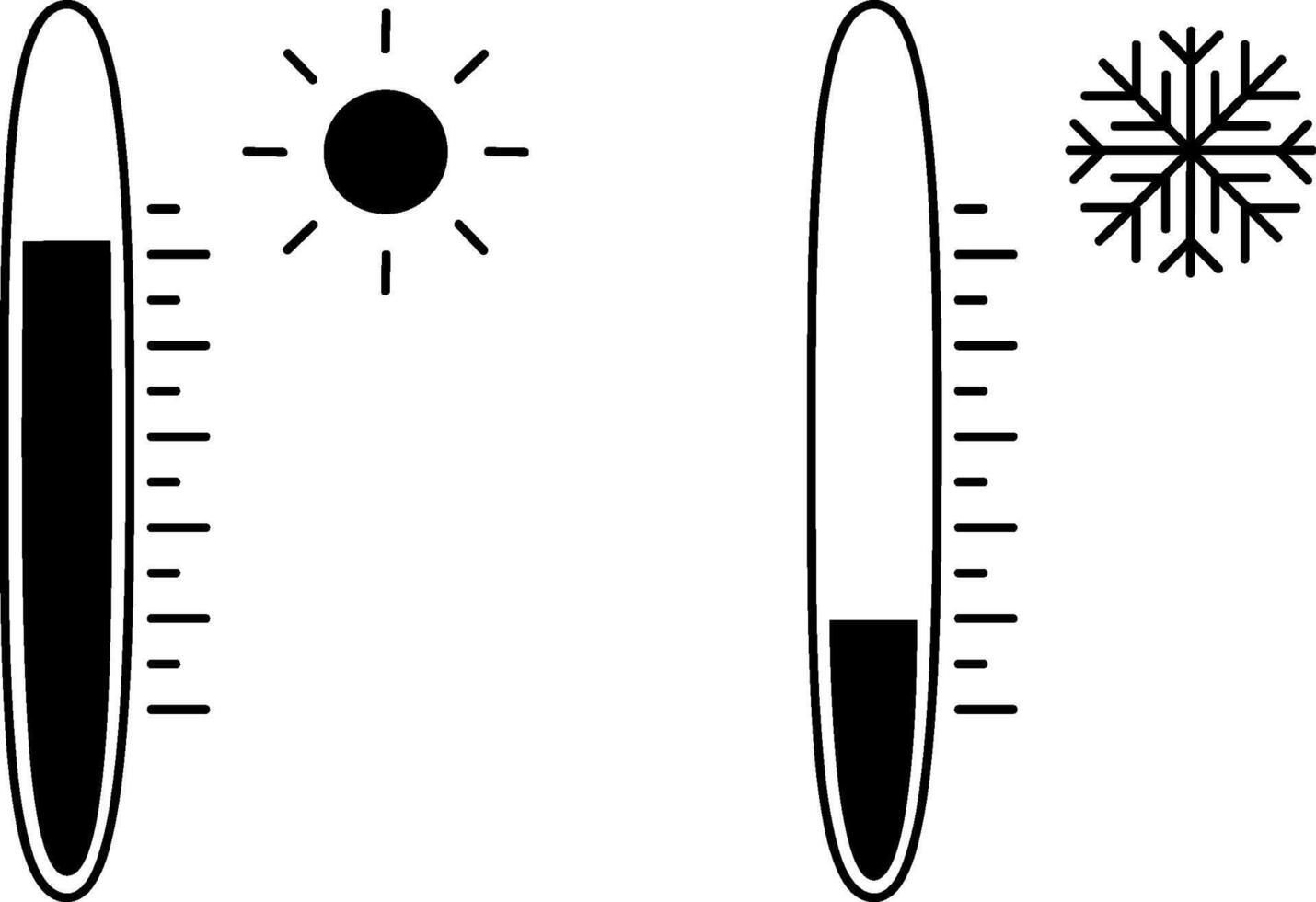 Thermometer icons. Heat and cold symbol. Weather. vector