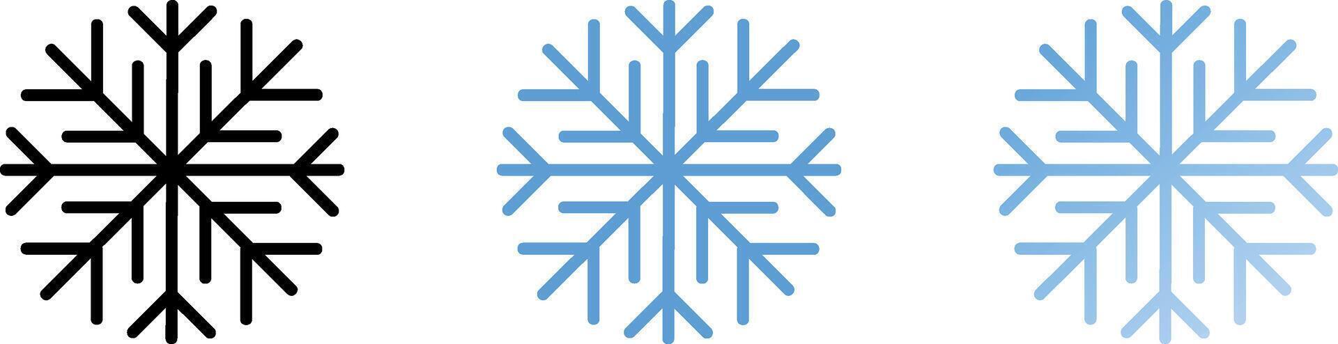 Snowflake icon set. Black, color, gradient. Winter vector