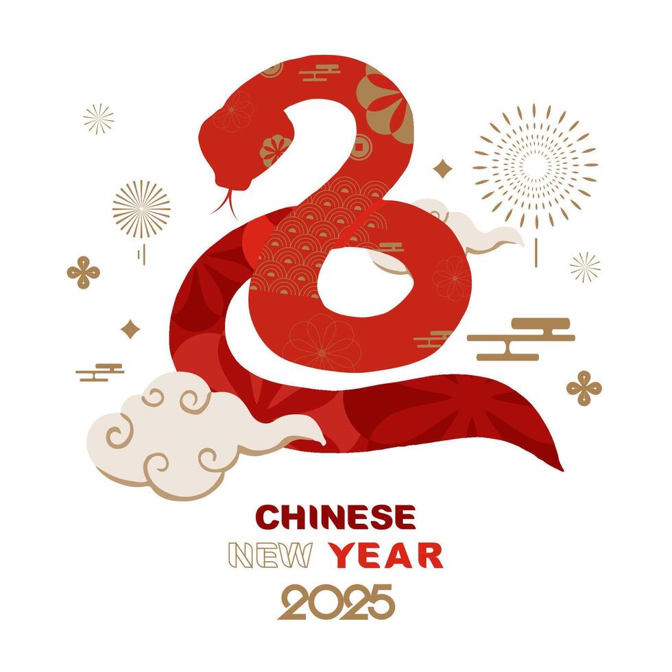 Happy Chinese New Year on white background with snake vector