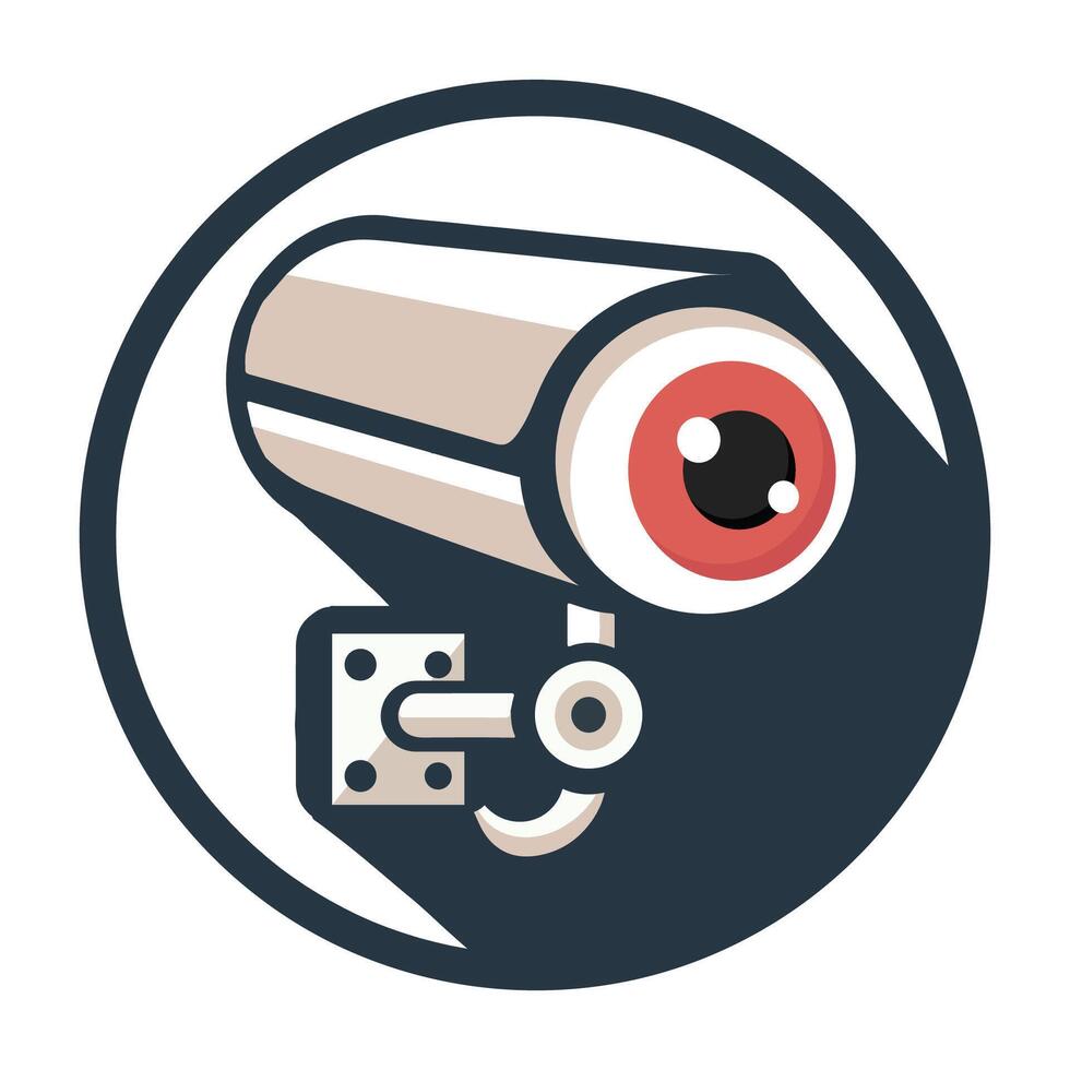 Security camera icon with long shadow vector