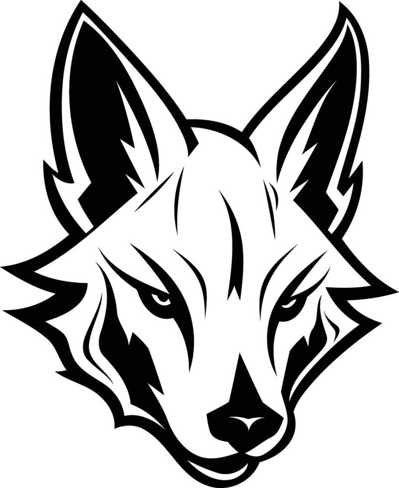 A black and white fox head on a white background vector