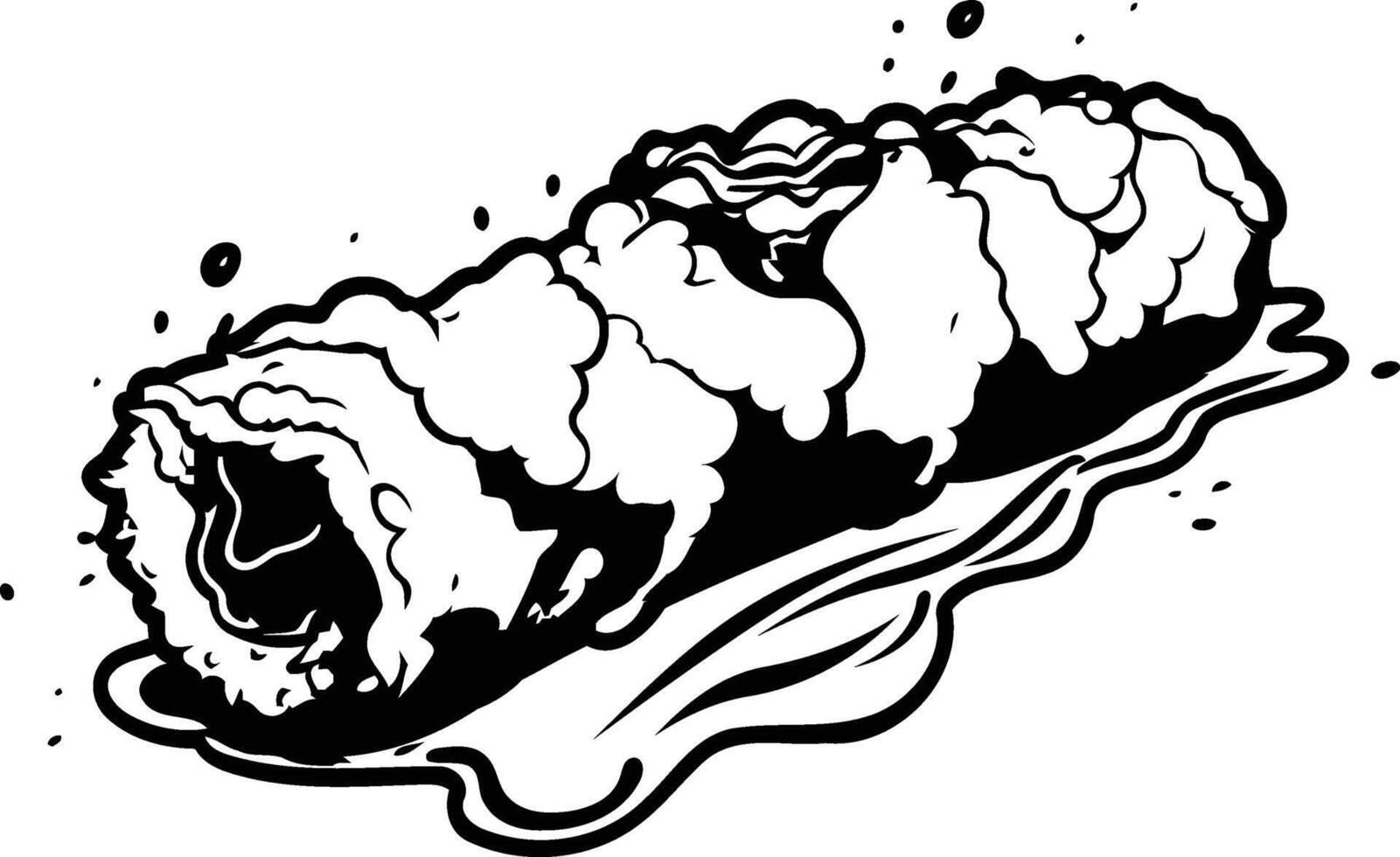 A black and white drawing of a roll of meat vector