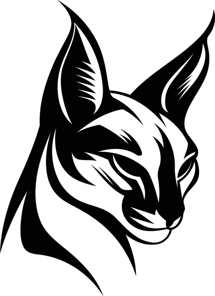 A black and white drawing of a cat's head vector
