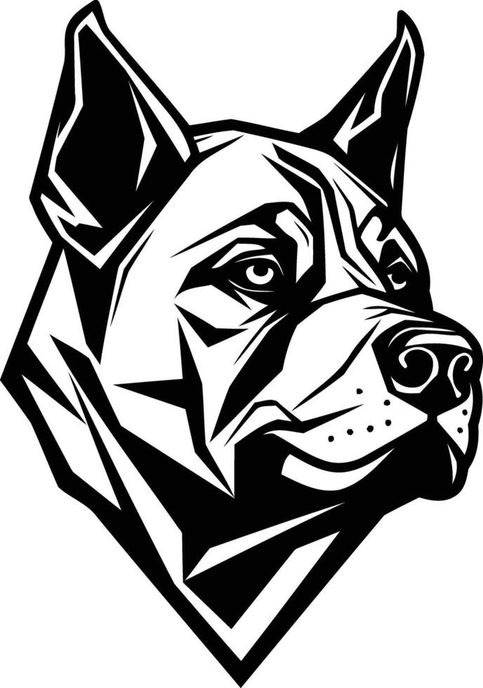 A dog head with a black and white outline vector