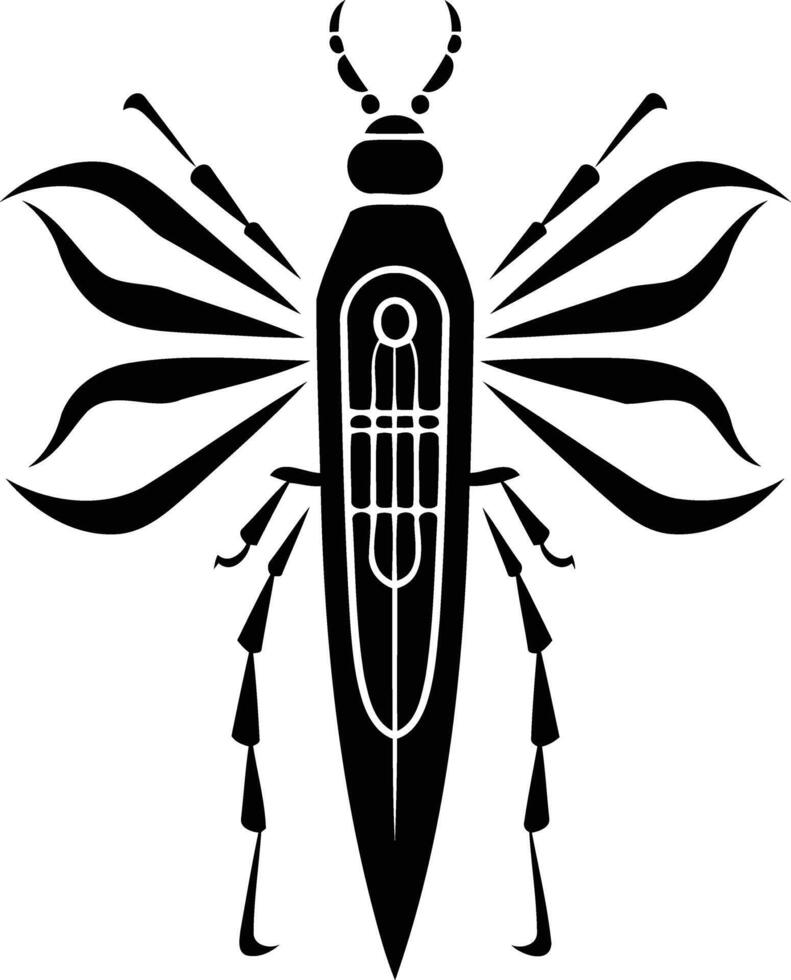A black and white insect with a long antenna vector