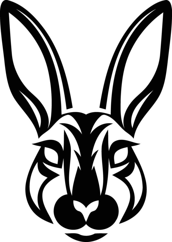 A black and white rabbit head with ears vector