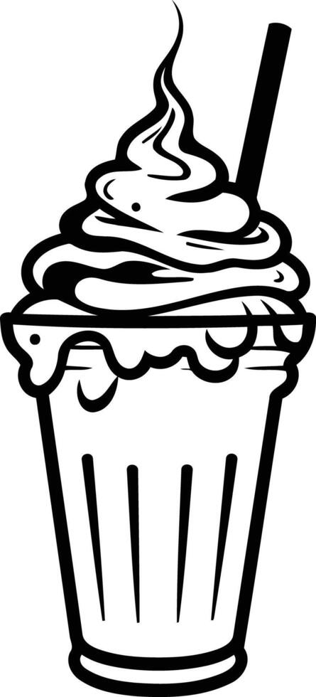 Ice cream cup with straw and whipped cream vector
