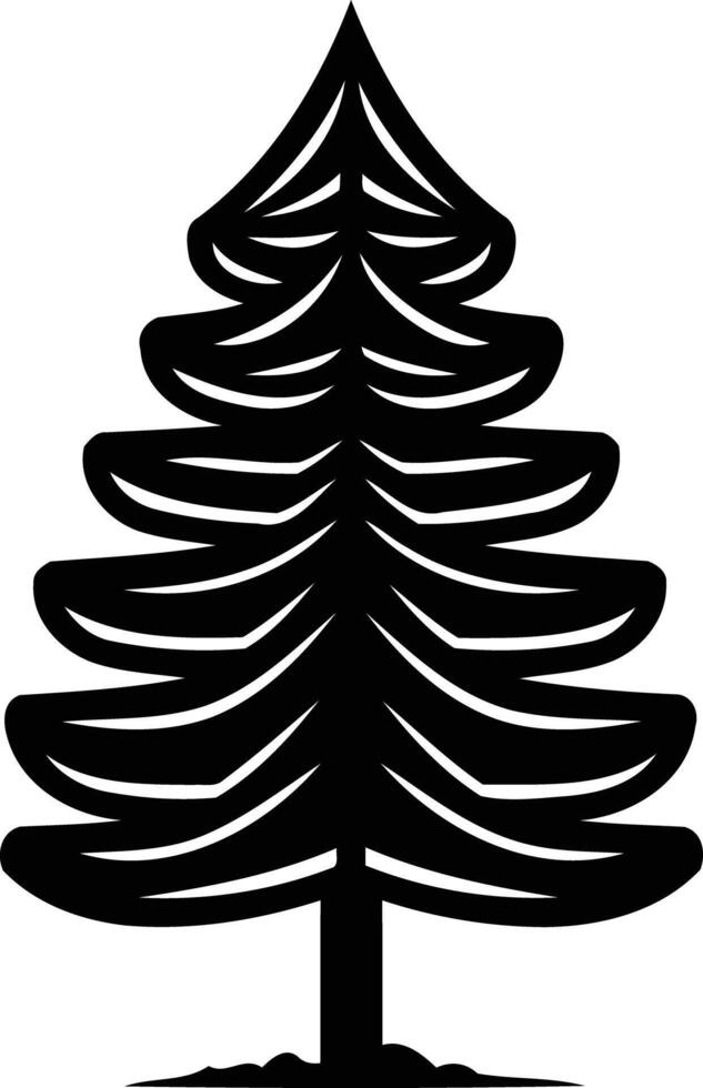 A black and white pine tree silhouette vector