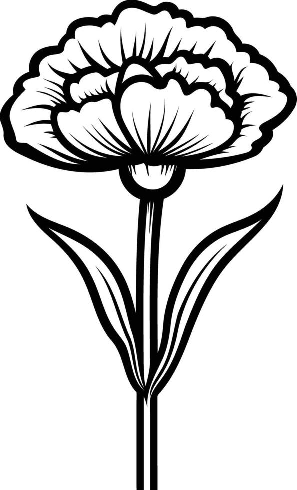A black and white flower outline vector