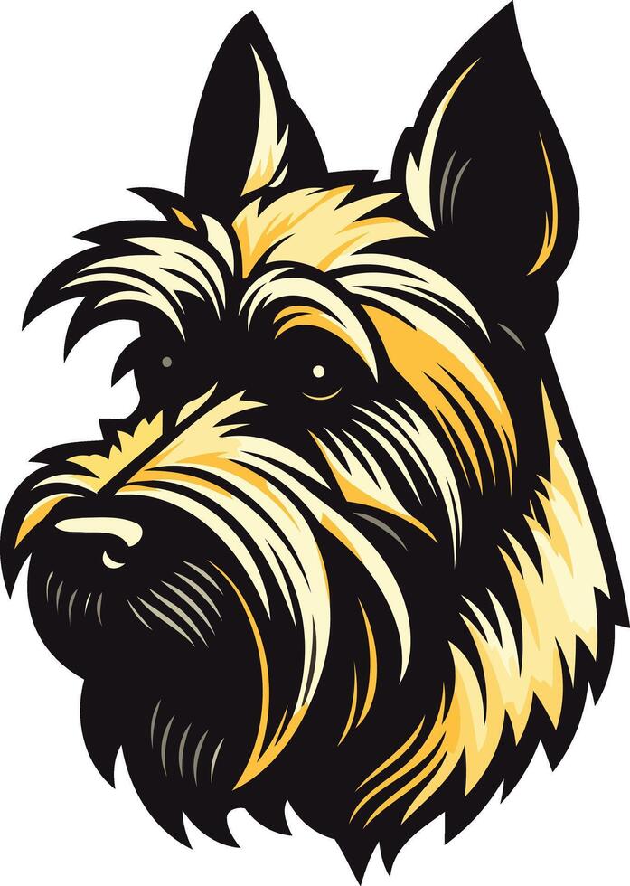 A dog head with a black and yellow fur vector