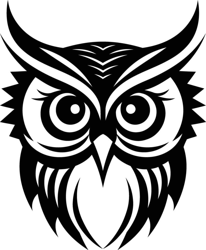 An owl head with large eyes and long ears vector