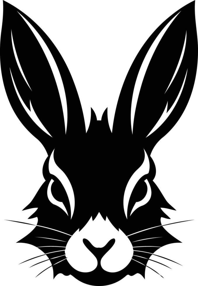 A black and white rabbit head on a white background vector
