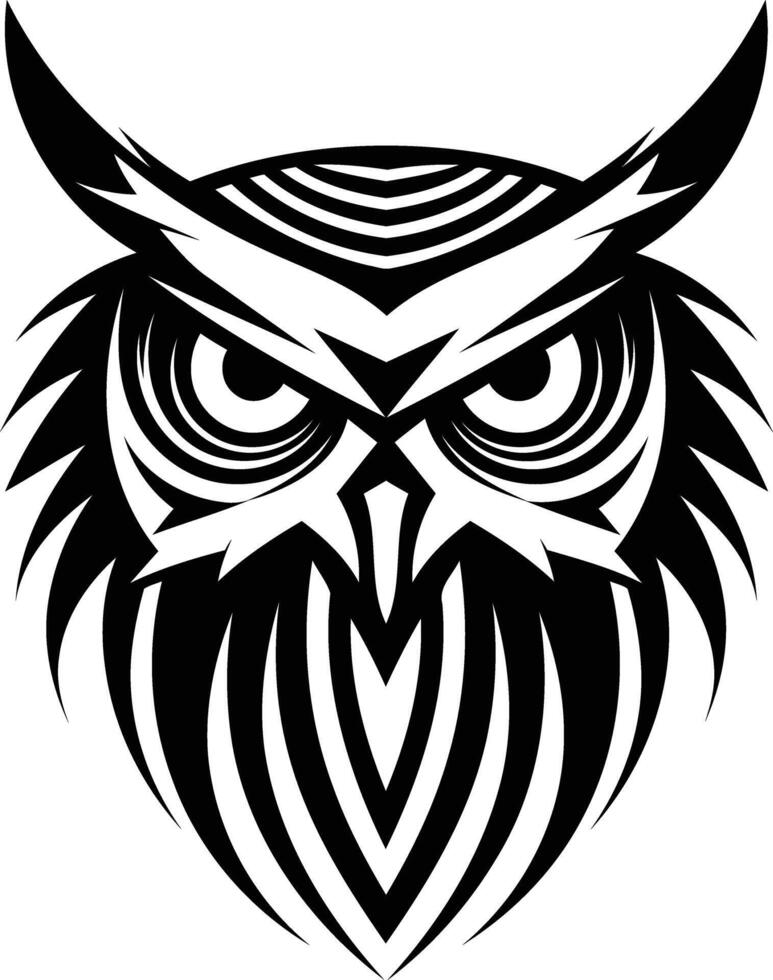 An owl head with a tribal design vector