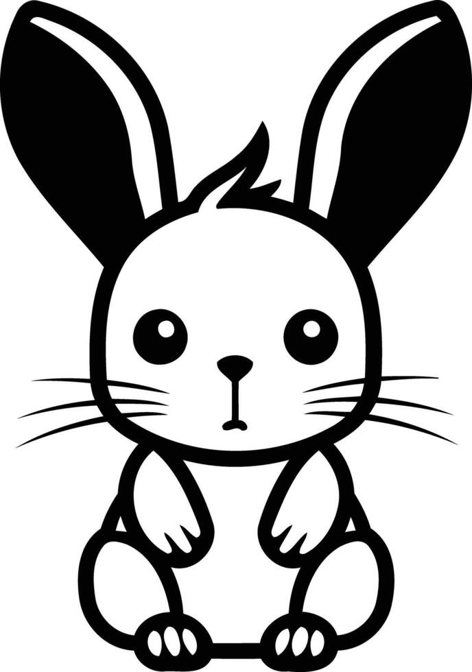 A black and white cartoon bunny with big ears vector